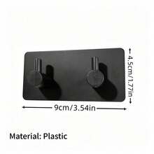 Plastic Material Drill-Free Wall Mounted Key Rack 2/3 Hook Design + Adhesive Fixing Minimalist Black Style Suitable For Entryway/Kitchen/Bathroom Mark-Free Installation Key Storage Organizer - Multicolor - View 10