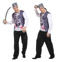 Pirate Cosplay Captain Jack Sparrow Costume Men Women Female Male Female Carnival Halloween Set - Multicolor - View 2