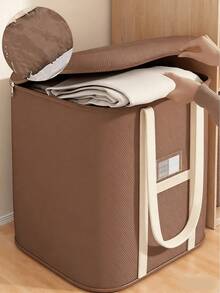 1pc Extra Large Capacity Waterproof Moisture-Proof Fabric Cotton Quilt & Clothing Storage Bag, Dust-Proof Moving Packing Bag, Suitable For Home Organization - Brown - View 7