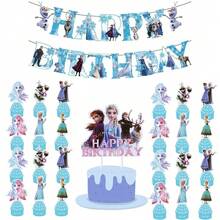 25件套蛋糕装饰套装，安娜和奥拉夫主题蛋糕装饰，适合生日派对装饰 - 卡通蛋糕排插 - 查看 1
