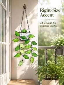 5PCSGreen Plant Window Suncatcher, Stained Window Hanging, Handcrafted Faux Plant Stained Glass Panel Sun Catcher For Plant Lovers, Unique Home Indoor&Outdoor Decor - Multiple Styles - View 11
