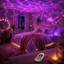 2026 Christmas & Halloween Theme Mini Square Remote Control Smart Light, 16-Color Aurora Water Ripple Projection Lamp, Smart Rotating Multi-Color Light Effects, Touch Color Change, Ice Crystal Cube Ambient Light, Bedroom, Bedside, Desk Decoration, Night Light, LED Small Table Lamp, USB Light, Room, Dorm, Romantic Lighting Decor, Christmas Gift, Halloween Gift, Valentine's Day Gift, Birthday Gift, Back To School & Graduation Season Gift, Note: USB Powered, Remote Control Without Battery - New RGB Aurora - View 8
