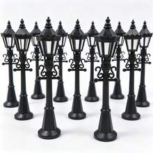 12cm/4.72in Mini Vintage Street Lamp Model, HO Scale Train Railway Layout Street Lamp Accessory, Miniature Vintage Lamp Post Scene Decoration, Suitable For Railway Scene Micro Landscape DIY Handmade Hobby Supplies - A - View 2