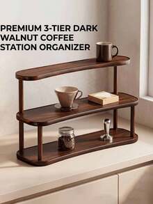 Three-Tier Wooden Shelving Unit, Desktop Cosmetics Organizer, Beauty And Skincare Product Display Rack, Multifunctional Countertop Organizer, Suitable For The Kitchen, Bedroom, Bathroom, And Home Organization, Freestanding Shelving Unit - Multicolor - View 7