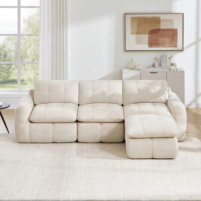 3 Seat Modular Sofa Beige - Modern Style & Comfort