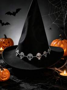 1PC Street‑Style Punk Halloween Skull Hat Chain, Decor Accessory For Party Carnival & Daily‑Use Hats - Silver - View 3