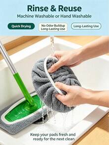 Reusable Microfiber Mop Replacement Pads, Dry And Wet Use Flat Mop Pads, Washable, Suitable For Cleaning Hardwood Floors, High Absorbency, Fits Most Flat Mops, Cleaning Supplies Kitchen Essentials - A - View 7