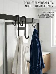 1pc Stainless Steel S-Hook, Bathroom Kitchen Hook, Hole-Free Hook, Shower Door Hooks - Double-sided S-hook - View 3