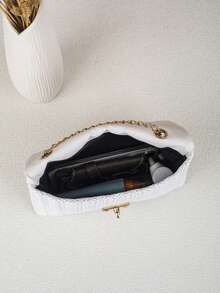Woven Colorful Shoulder Bag, Casual Beach Bag For Women, Large Capacity, Spring/Summer - White - View 5