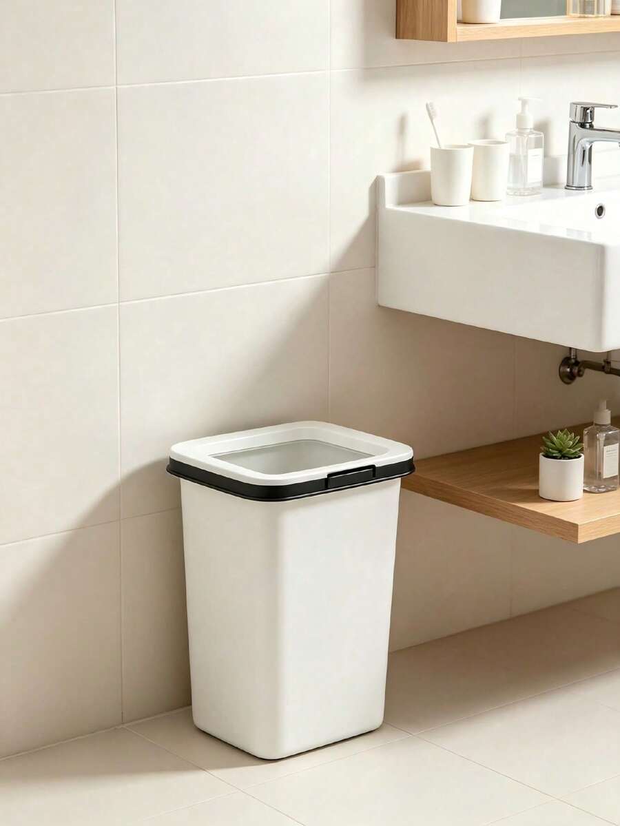 Lidded Trash Cans With Multiple Size Options. Good Sealing Performance Prevents Odors. Sturdy And Durable, Suitable For Kitchens And Living Rooms. Dust‑Proof And Tidy For More Hygienic Garbage Storage. - Random Color - View 1