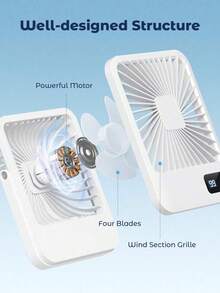 180° Adjustable Tilt Portable USB Rechargeable Fan, Foldable Personal Fan With Battery Level Display, 5-Speed Wind, Ultra-Quiet Desktop Fan, Battery Capacity: 600mAh - Multicolor - View 8