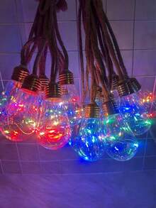16 LED Solar Powered Rope Papaya String Lights, Garden Decoration Fairy Lights, IP44 Waterproof, 8 Lighting Modes, Suitable For Garden, Patio, Pergola, Yard, Porch, Gazebo, Backyard, Christmas, Halloween And Holiday Decoration - Hemp Rope Papaya - View 6