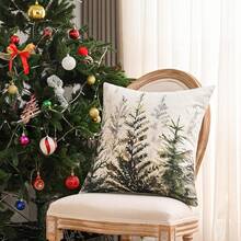 1pc Solid Color Unfilled Pillowcase, Christmas Print Linen Pillowcase, Suitable For Living Room And Home Use - White - View 10