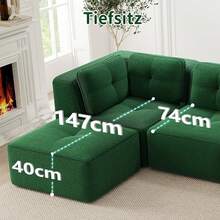 Green Corner Sofa - Comfortable Cushions - 綠色 2 人座 - 查看 4