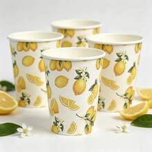 10/25/50 Gelas Kertas Sekali Pakai Motif Lemon untuk Pesta, Cangkir Kopi dan Minum, Tazza, Gelas Kertas Ulang Tahun - MultiWarna - View 3