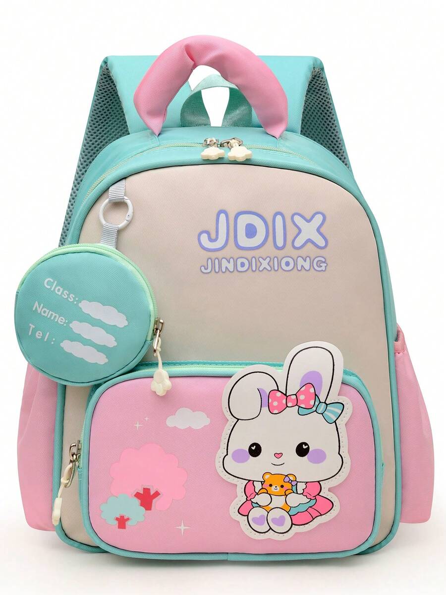 Mochila estilo academia, nueva mochila ligera y cómoda con diseño de conejo lindo para estudiantes, mochila de campus versátil y sencilla