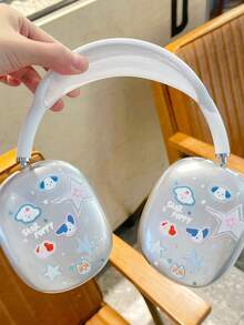1pc Cartoon Puppy Full-Cover Soft Shell Neutral Apple Headphone - Clear - View 3