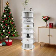Rotating Shoe Rack Tower, Spinning Storage Rack, Standing 360° Revolving Shoe Organizer - 7 Floors, Circular Shape - View 9