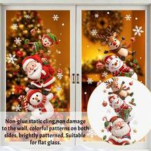 1pc Christmas Stacked Characters Window Sticker, Reusable And Removable Glass Decal, Featuring Santa Claus, Snowman And Reindeer, Suitable For Home Decor, Store Window And Holiday Party Decoration - Multicolor - View 11