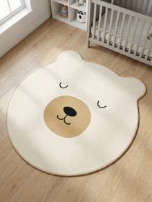 1pc, Washable 950g Faux Cashmere New Cute White Polar Bear Asymmetrical Decorative Rug, Non-Slip Polyester Fiber Bottom, 7mm Overall Thickness, Suitable For Living Room, Bedroom, Entryway, Small Rug, Decorative Rug, Passage Rug, Halloween, Gift, All-Season Style, Platform New Arrival, Easy To Clean - White - View 3