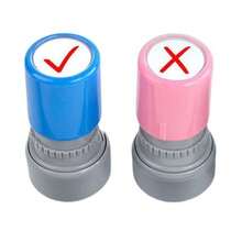 2PCS Correct/Incorrect Stamps, Random Shell Color Teacher Encouragement Stamps, Durable ABS Resin Round Stamps - Office Supplies - Teacher Tools - Portable Design, Suitable For Grading And Motivation Back To School, Halloween, Thanksgiving, Christmas - Multicolor - View 4