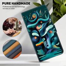 GLANDOTU Abstract Deep Sea Surreal Eye Fluid Art Print PU Leather Wallet Phone Case, Flip Cover Card Slot Stand Protective Shell, Compatible With Multiple Brands And Models - Multicolor - View 1