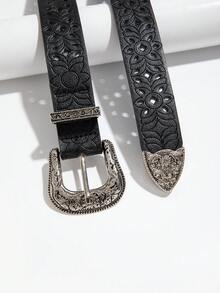 1件女款黑色時尚龐克西式牛仔裝飾腰帶 - 黑色 - 查看 4