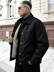 Men's Autumn/Winter Casual Fashion Minimalist Outdoor Thermal Lined Sports Lapel Jacket - Black - View 1