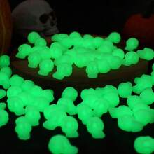 2/10/15pcs Fluorescent Glow Mini Skull Figurines, Plastic Halloween Decorations, DIY Handmade Home Prank Props, Party Favors - Multicolor - View 1