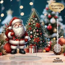2D Flat, 1pc Santa Claus Acrylic Christmas Tree Decoration, Holiday Atmosphere Scene Desktop Arrangement Desktop Ornament - Asymmetrical Shape Desktop Decoration, Suitable For Home And Party, Perfect Holiday Gift, Holiday Desktop Centerpiece Decoration, Lively Design, Durable Decoration, Holiday Party Gift - A - View 3