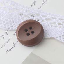 10 PCS 11-17mm Vintage Natural Brown Oval Pattern 4-Hole Wooden Buttons, Suitable For Shirts, Cardigans, Sweaters, Blazers, Coats, Versatile Wooden Decorative Buttons - Rounded Oval - View 5