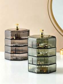 Rotating Jewelry Storage Box, Exquisite Necklace And Earring, Gold Multi-Layer Large Capacity Jewelry Box - Multicolor - View 1