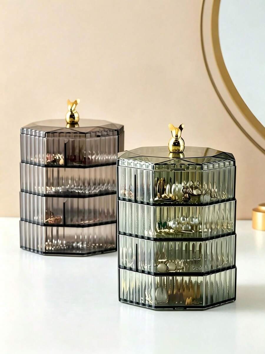 Rotating Jewelry Storage Box, Exquisite Necklace And Earring, Gold Multi-Layer Large Capacity Jewelry Box - Multicolor - View 1