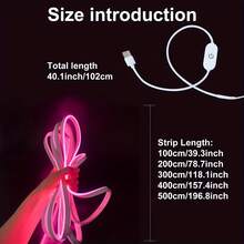 5V Flexible Neon Light Cute Pink Multicolor USB Neon Rope Light, Perfect For Home Decor, Balcony Decor, Car Decor, Floral Plants, Halloween Decor, DIY Style Dimmable - Multicolor - View 6