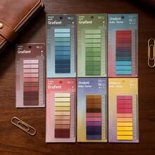 200pcs/Set Thickened Upgraded PET Material Index Sticky Notes, With Built-In Ruler, European Vintage Gradient Color Index Labels, Classification Labels, Suitable For Office Use, Book Annotation, File Indexing, Strong Adhesion And Not Easy To Fall Off, Office Daily Supplies, Student Marking Supplies, Book Page Dividers, Back To School Season Recommended, Back To School Season Recommended - one-size - View 10
