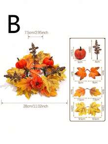 1pc Fall Candle Ring Wreath, Autumn Pumpkin Maple Leaf Table Centerpiece, Farmhouse Rustic Candle Holder Garland, Thanksgiving Dining Table Coffee Table Kitchen Cabinet Decoration, Seasonal Home Decor Gift - Multiple Styles - View 8