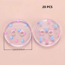 10/20/30/45/60 PCS 1.2cm Creative Cartoon Colorful Transparent Round Two-Hole All-Season Buttons, Suitable For Clothing Accessories, Dresses, Jackets, Shirts, Sweaters DIY Accessories, Dolls, Phone Case Decorations - Colorful Round - View 18