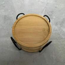 Bamboo Coaster Set With Holder - Natural Wood Coasters Waterproof Heat-Resistant For Home/Bar/Kitchen Decor - Wood Color - View 10