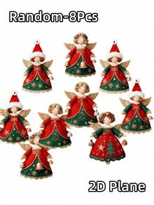 65/58/52/45/36/30/22/15/10/8Pcs MDF Christmas Angel Hanging Ornaments, Wooden Santa Decor For Tree Window Home Holiday Gift - Angel - View 12