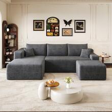 Dark Grey 4 Seat Sofa - Modern L Shaped Couch - 深灰色 4 人座 - 查看 5