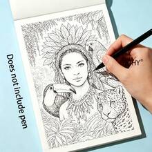 1 Adult Zen Doodle Coloring Book For Stress Relief And Healing, Tracing And Line Drawing, Multi-Theme Detailed Line Art Coloring Book, /Bird/Mountain & Flower/Mandala Pattern/European Street And Other Themes, Line Art Coloring Book, Artistic Line Drawing Practice Book, 24 Different Themes, 24 Pages, Suitable As Christmas/Halloween Gift - Multiple Styles - View 10