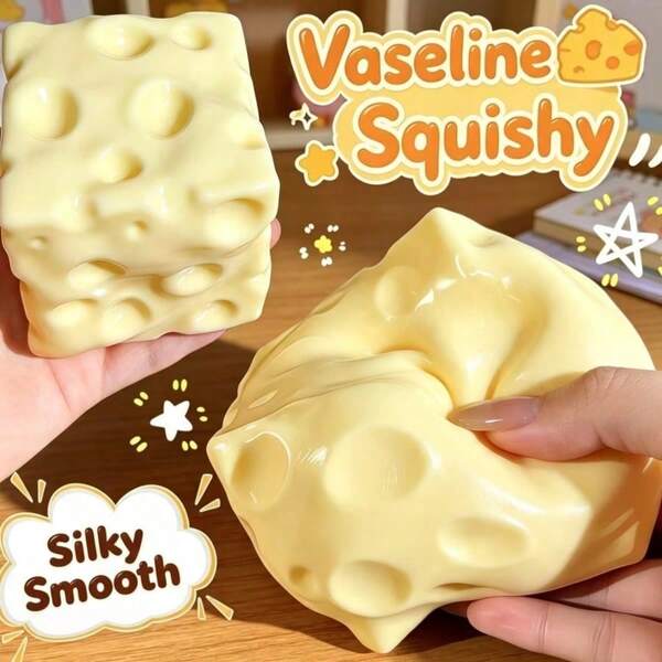 1pc Squeezable Cheese Blocks - Malleable Slow Rebound Coconut Oil Handmade Squishy Balls, Stress Relief Toys | Adult Finger Sensory Toys --Squishy-Squishys-Squishies-Squishy Toys-Crunchy Squishy