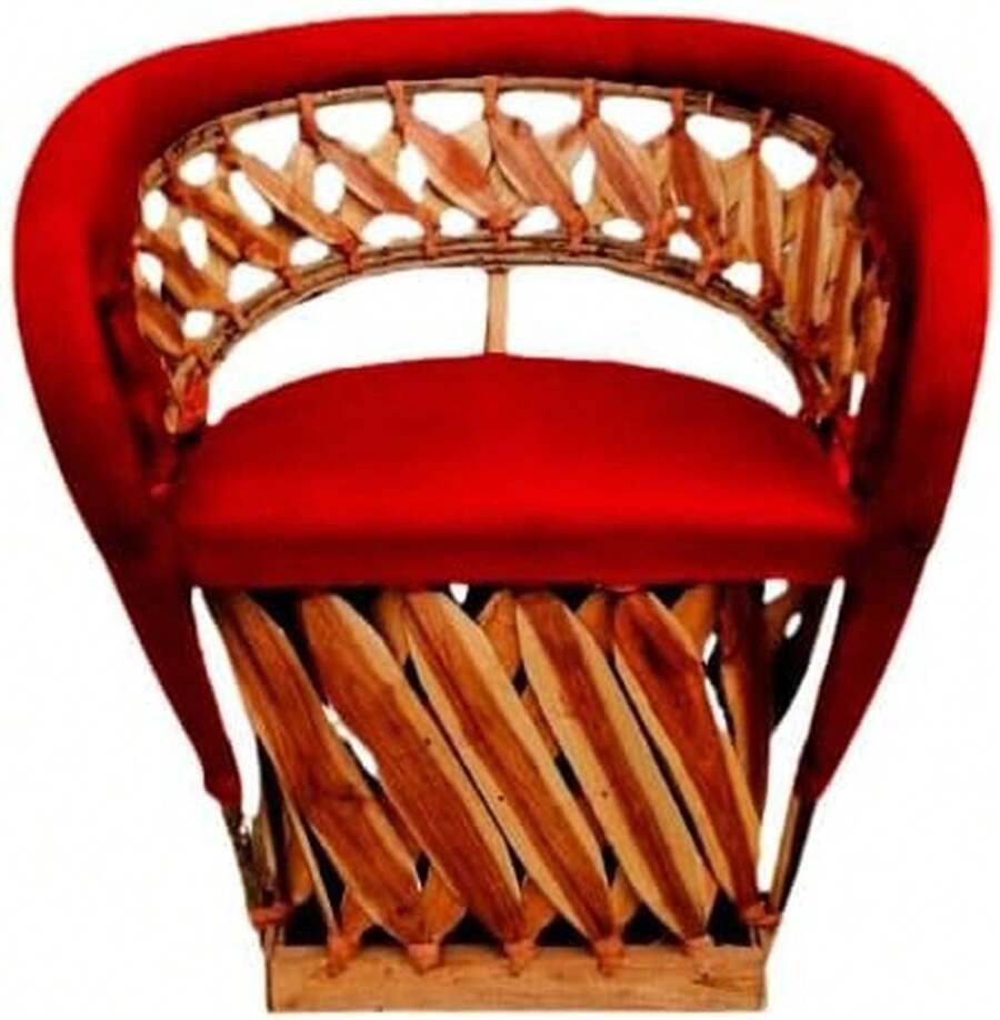 Mueble Silla Equipal Modelo Acapulco% de Piel, hecho enéxico para Hogar, Bar, Restaurante, Oficina, Hotel, Jardin, Sala, Cafeterías (Rojo) - Rojo - Ver 1