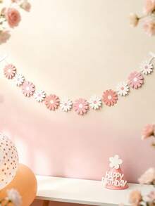 Gradient Small Daisy Flower Garland Birthday Party Scene Decoration Swallowtail Flag, 2 Pieces/Set 1PC/BAG - Daisy Bunting - View 12