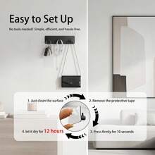 Plastic Material Drill-Free Wall Mounted Key Rack 2/3 Hook Design + Adhesive Fixing Minimalist Black Style Suitable For Entryway/Kitchen/Bathroom Mark-Free Installation Key Storage Organizer - Multicolor - View 8