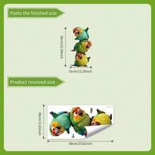 1pc Healing Style 3 Cute Parrots Glass Sticker, Realistic 3D Effect, Removable Without Residue, Essential For Window Decoration - Multicolor - View 4