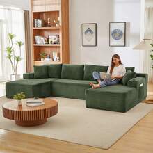 Sectional Sofa Modular Green 6 Seats - No Assembly Required - 綠色 6 座 - 查看 4