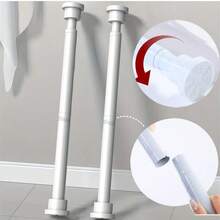 16mm Diameter 83-150cm Drill-Free Thickened Extended Telescopic Rod With 2 Rod Brackets, Suitable For Curtains, Door Curtains, Shower Curtains, Support Rods - White - View 2