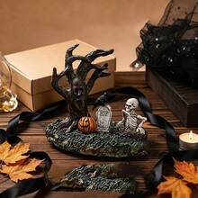 1pc Halloween Dead Tree Resin Figurine, Dark Gothic Style Halloween Scene Decor, Recreating Mysterious Quiet Desolate Cemetery Landscape, Designed For Men, Women And Teenagers Seeking Unique Atmosphere, Perfect For Home Decor, Collection And Holiday Display, Long-Lasting Fine Texture - Multicolor - View 2