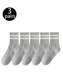 24 Pairs/20 Pairs/18 Pairs/15 Pairs/10 Pairs/6 Pairs/4 Pairs/2 Pairs/1 Pair Black And White Striped Thick Mid-Calf Socks, Comfortable And Breathable Business Casual Socks. Shark Series Soft, Lightweight, Odor-Resistant Unisex Sports Socks, Warm For Autumn And Winter - Multicolor - View 10